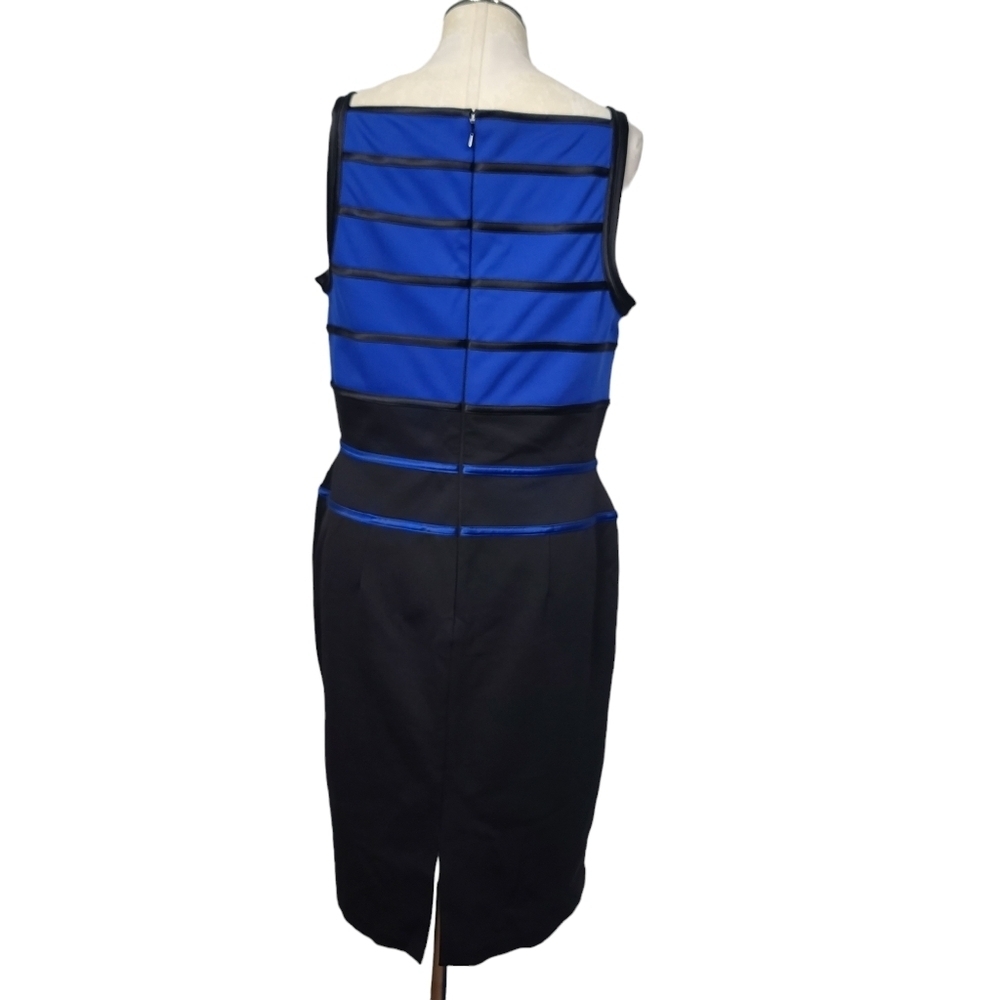NWT White House Black Market Sapphire & Black Square Neck Back Zip Dress 12 - Picture 4 of 9